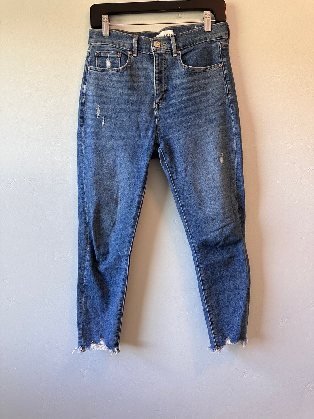 LOFT High Waist Skinny Fray Jeans